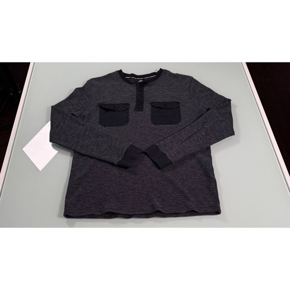 Rock & Republic Other - ROCK & REPUBLIC Gray & Black Cotton Blend Mens 4 Button Henley - Medium